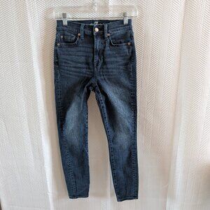 7 For All Mankind High Waist Ankle Gwenevere Skinny Jeans Dark Blue Size 25